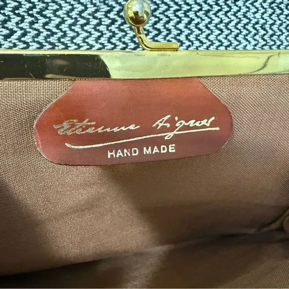 Vintage *Rare* 60’s Etienne Aigner Linen Leather Clutch Wallet - Picture 5 of 9